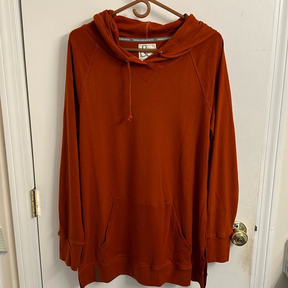 Ampersand Avenue Hoodie with side slit.